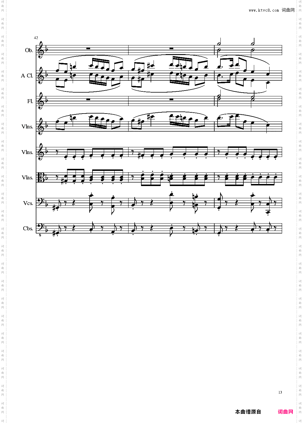 Sonata for strings,Oboes,Clinests and flutes, Op·84