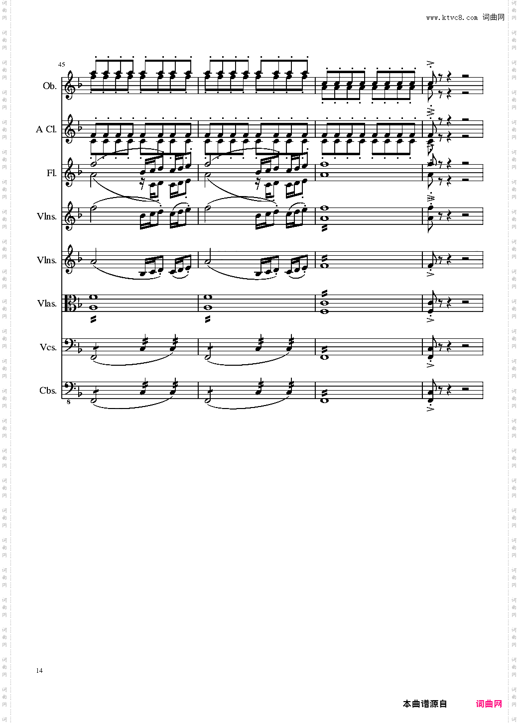 Sonata for strings,Oboes,Clinests and flutes, Op·84