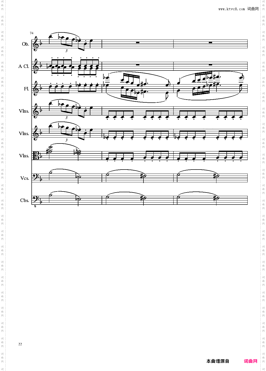 Sonata for strings,Oboes,Clinests and flutes, Op·84