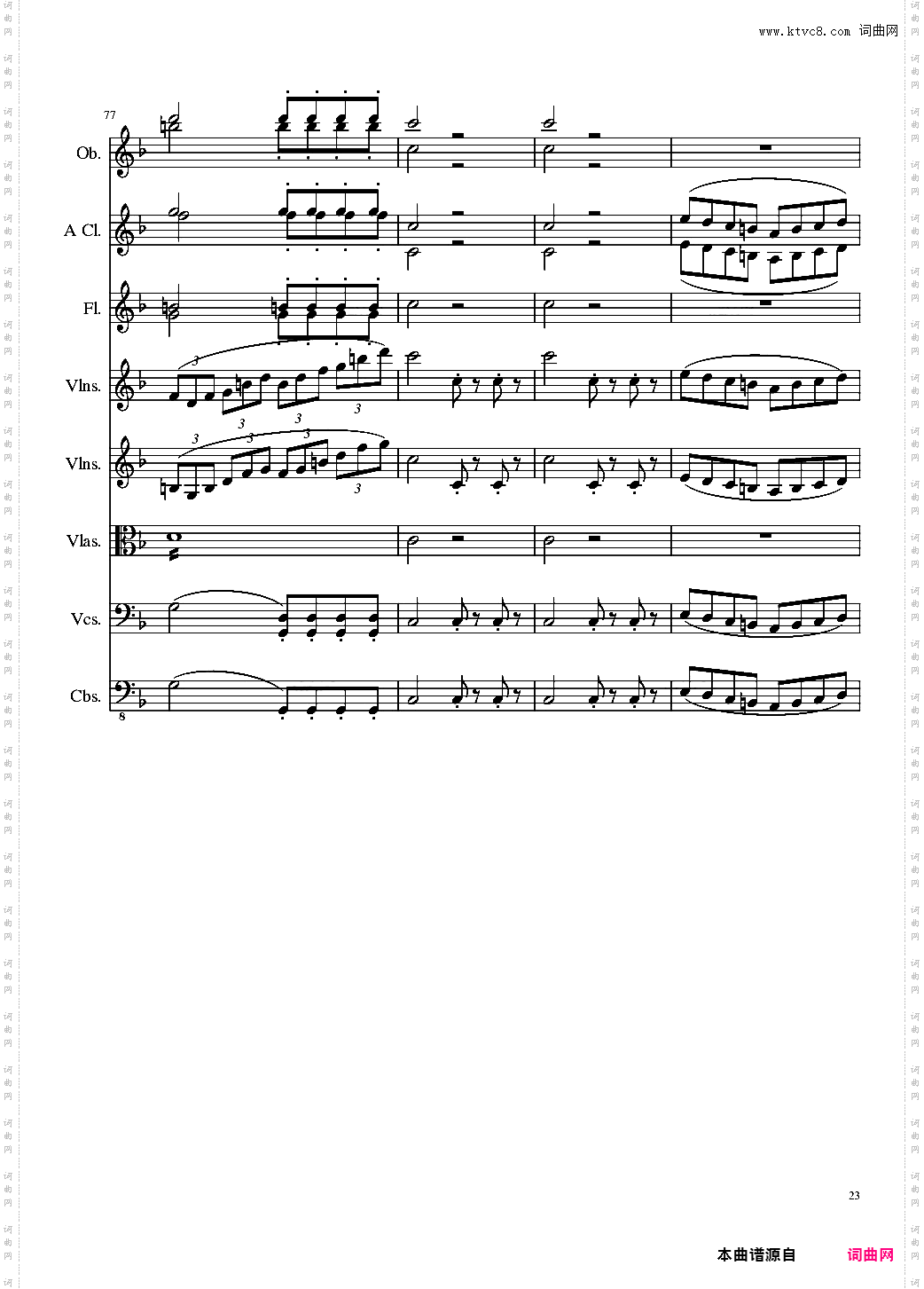 Sonata for strings,Oboes,Clinests and flutes, Op·84
