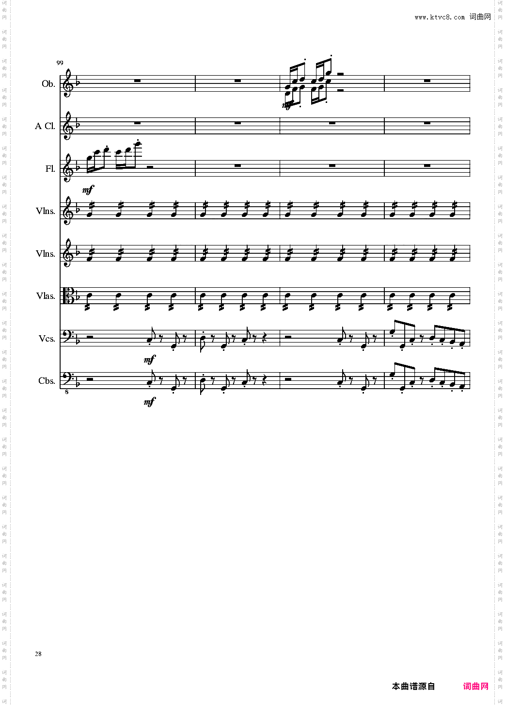 Sonata for strings,Oboes,Clinests and flutes, Op·84