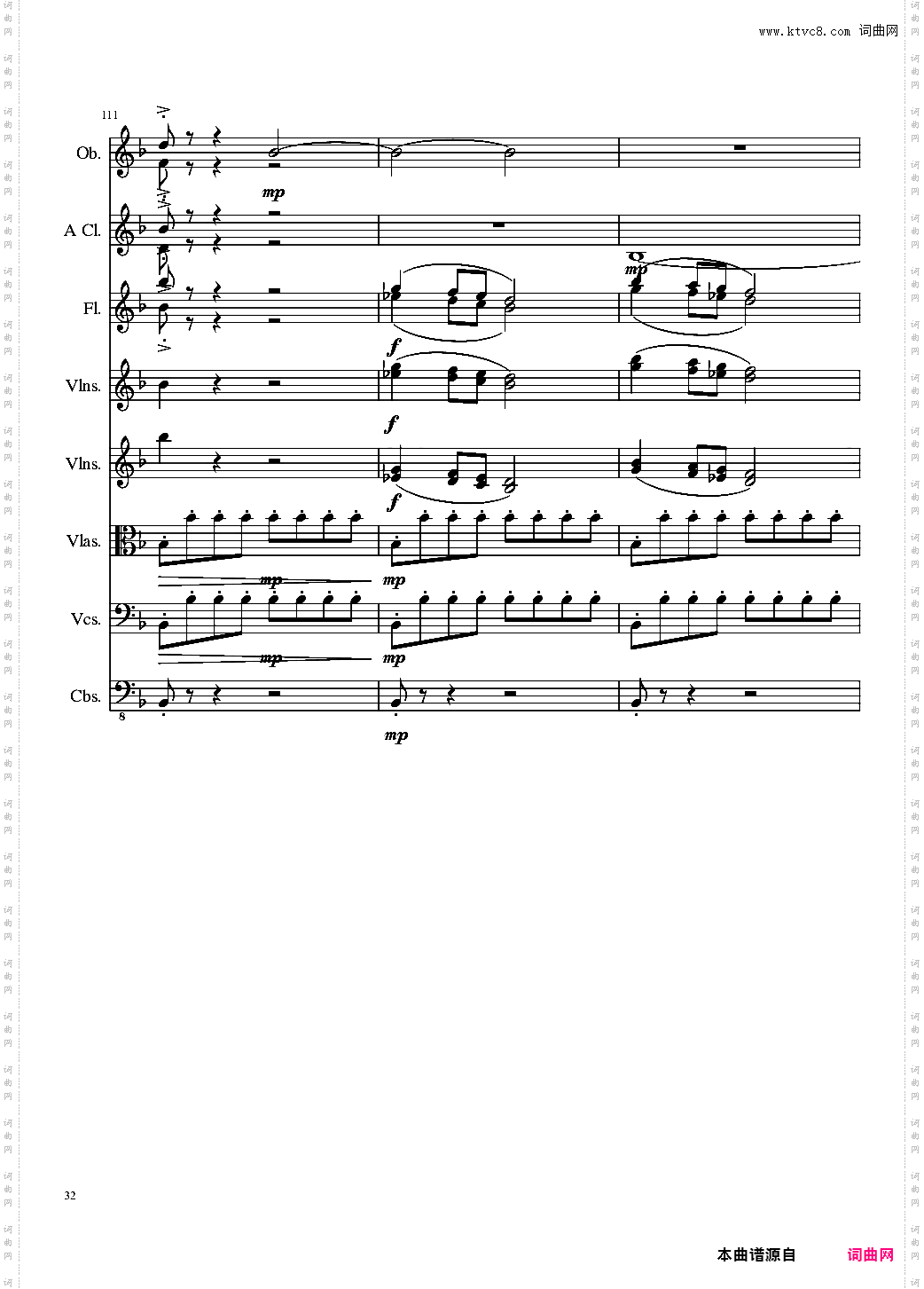 Sonata for strings,Oboes,Clinests and flutes, Op·84