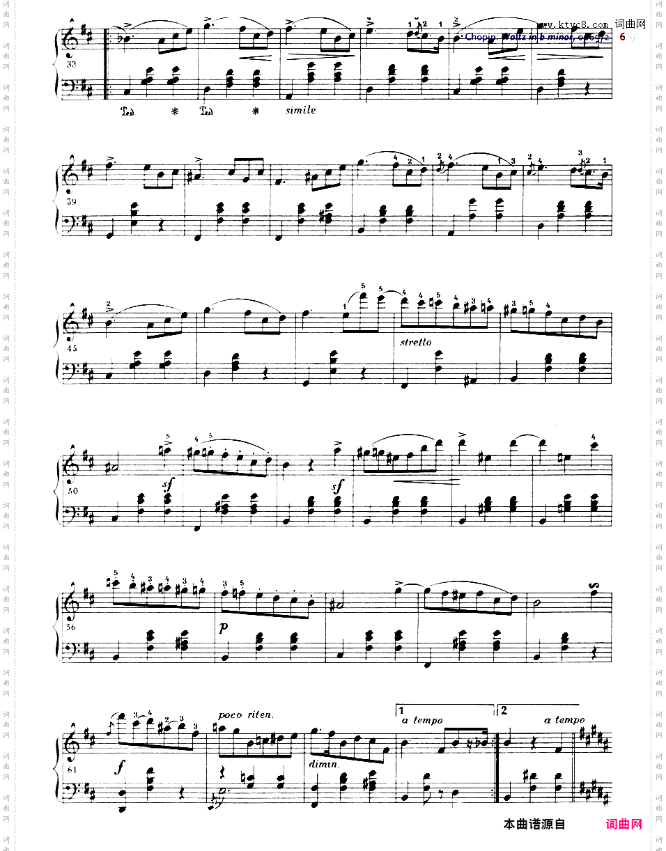 2首圆舞曲 Op·69Chopin op69n2 Waltz in b