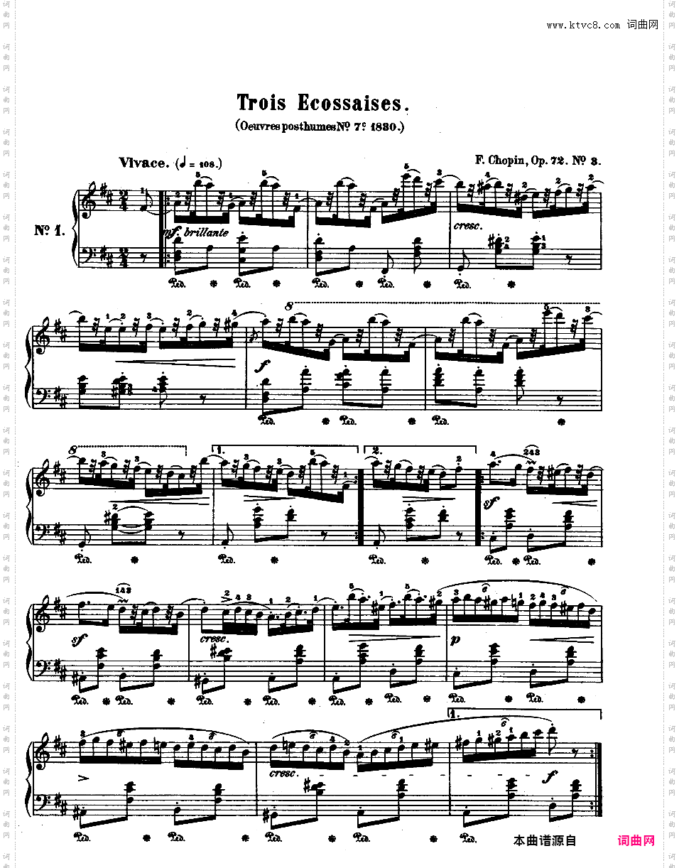 3首埃科塞斯舞曲 Op·72-3Chopin op72 3 Ecossaises alt版本一