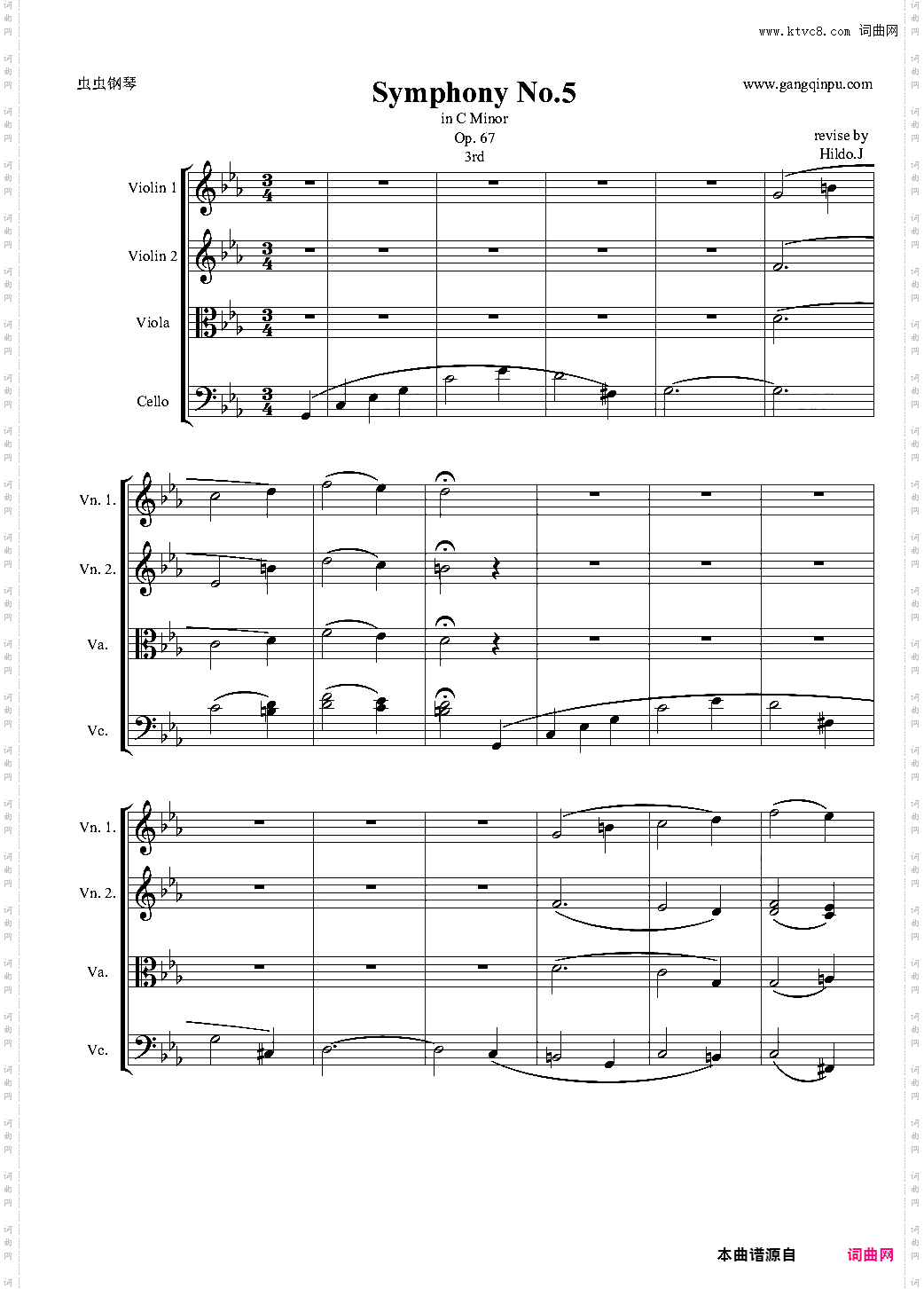 Symphony No·5 in C Minor 3rd String quartet