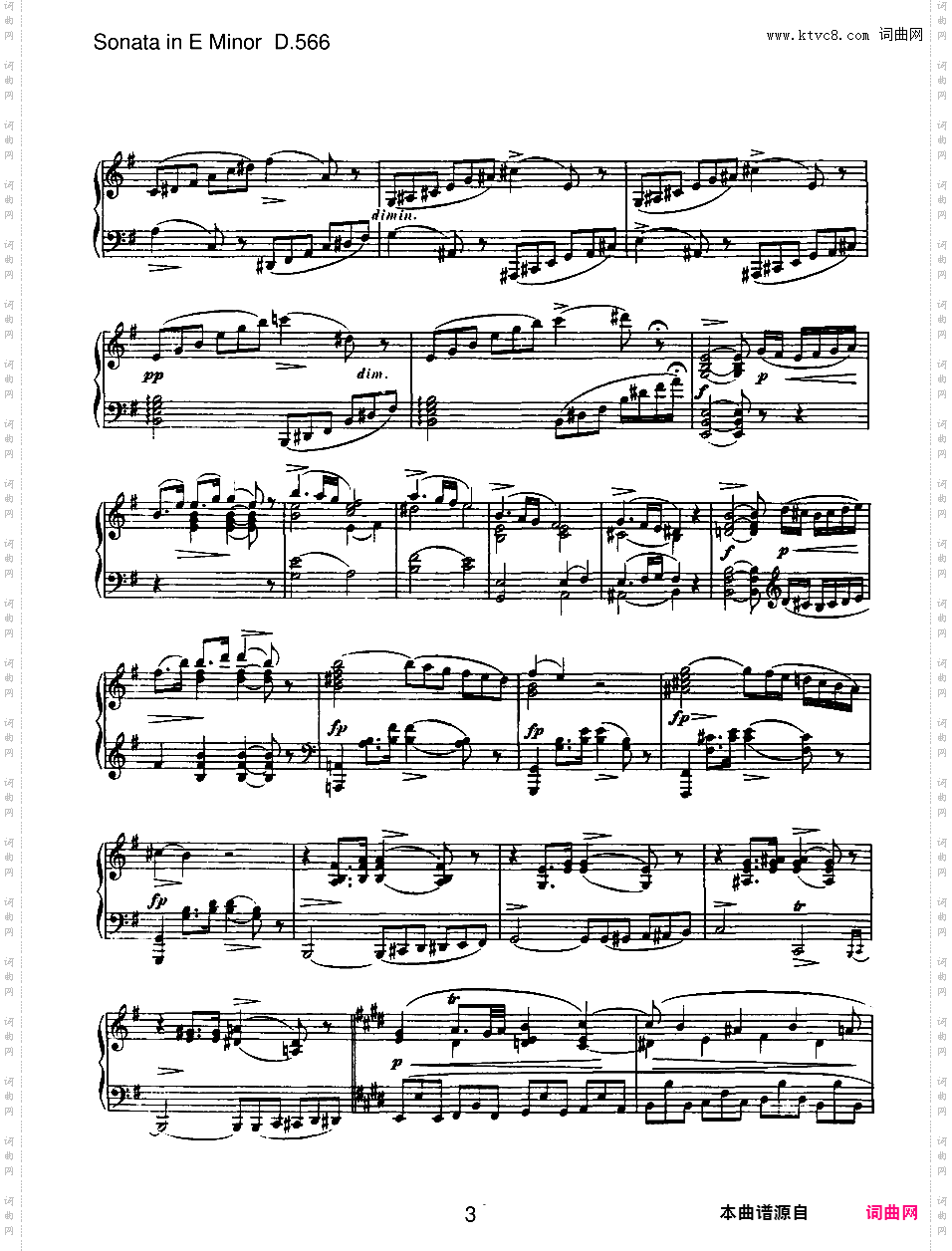 e小调第六钢琴奏鸣曲 Piano Sonata No·6 in e Minor D·566