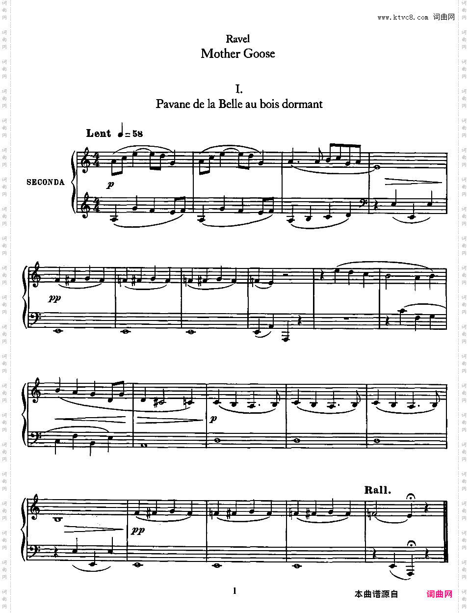 鹅妈妈 Ma Mere L'Oye - 四手联弹Ravel 1910 Ma Mere L'Oye duet alt