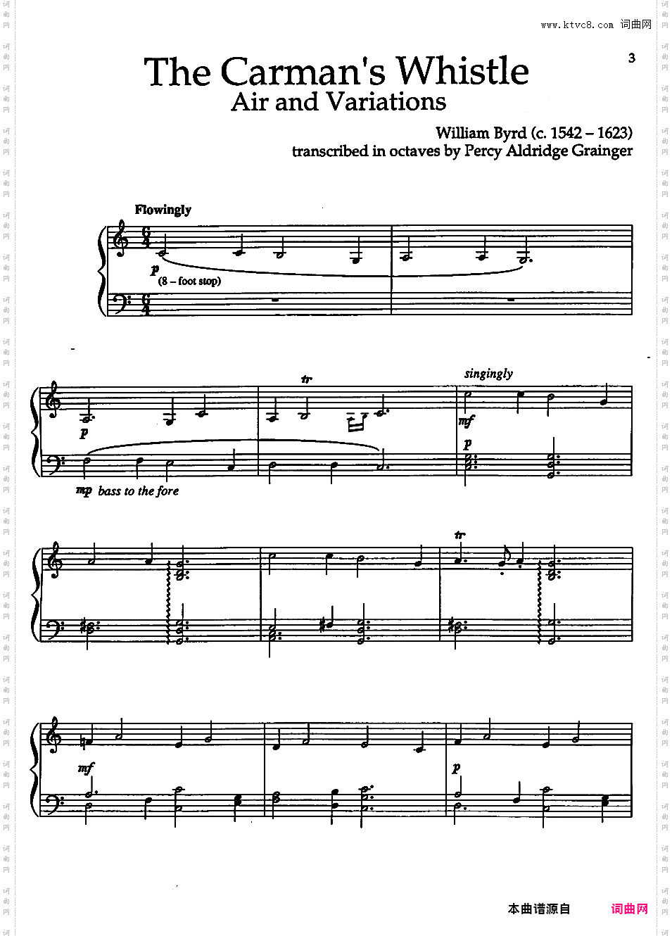 改编拜尔德作品Byrd-Grainger