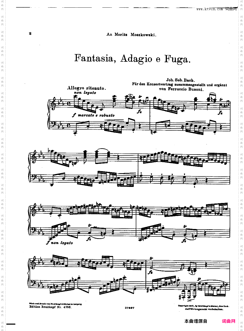 ------改编巴赫作品集------Bach-Busoni Fantasia, Adagio e Fuga