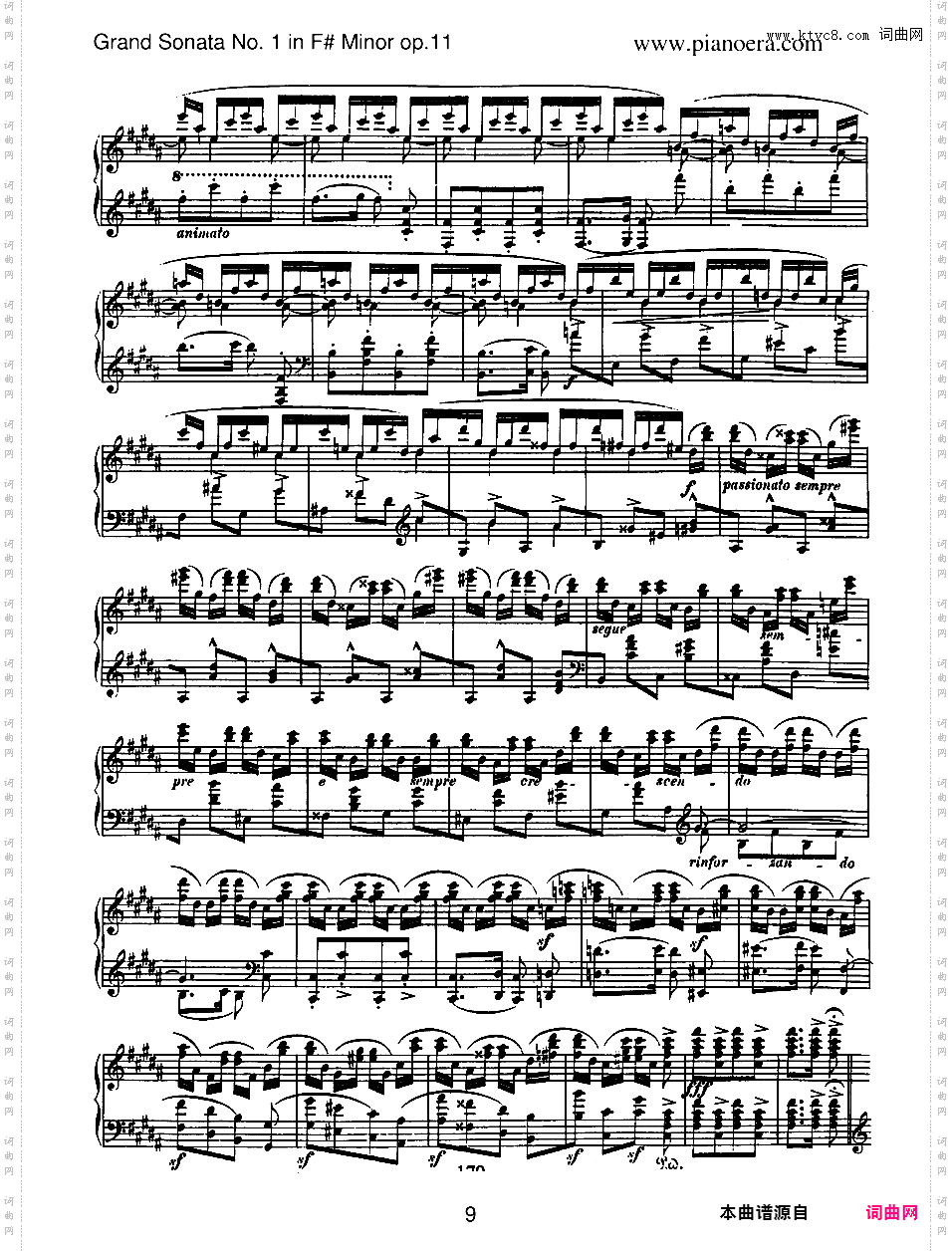升f小调第一钢琴奏鸣曲 Piano Sonata No·1 In f-Sharp Minor Op·11