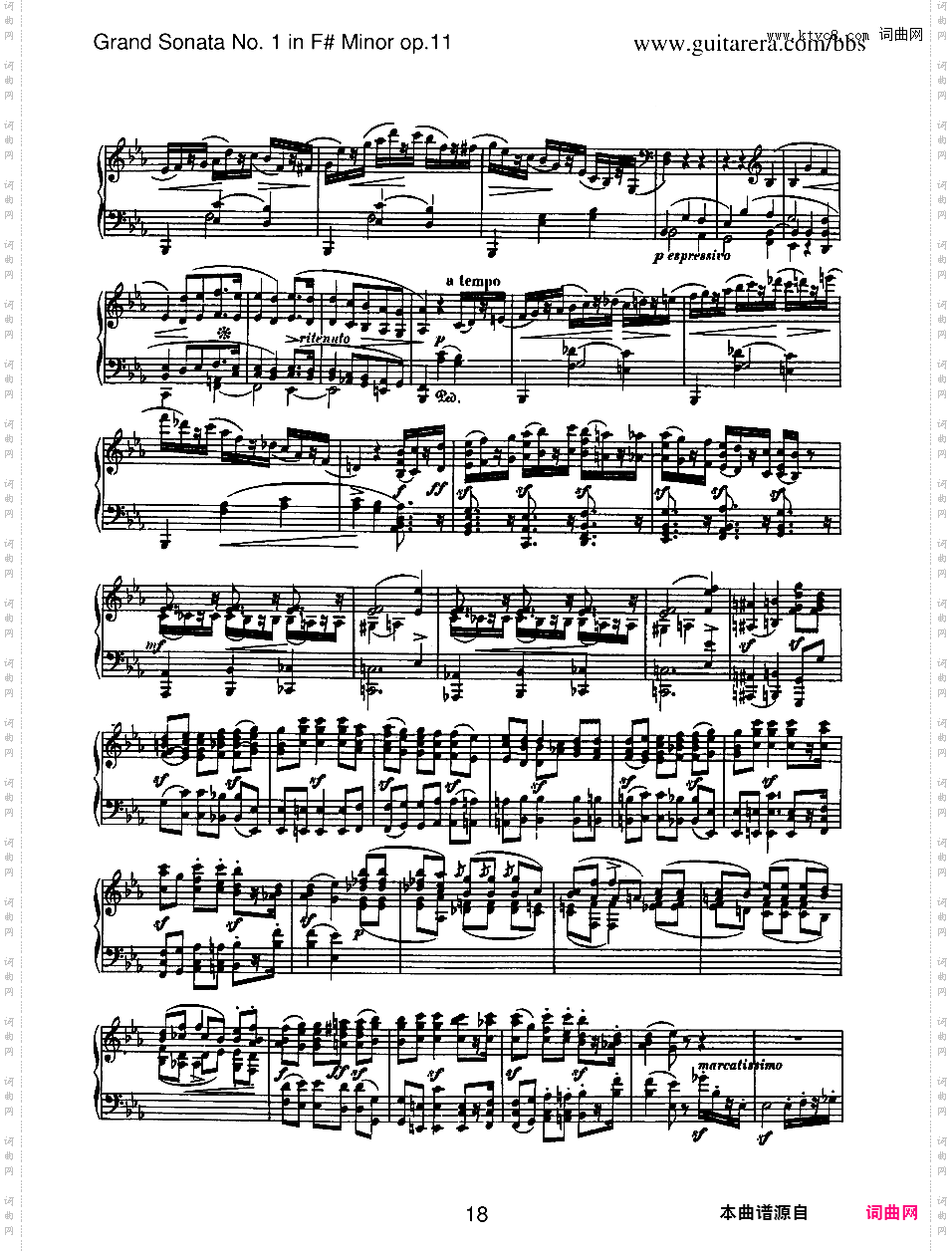 升f小调第一钢琴奏鸣曲 Piano Sonata No·1 In f-Sharp Minor Op·11
