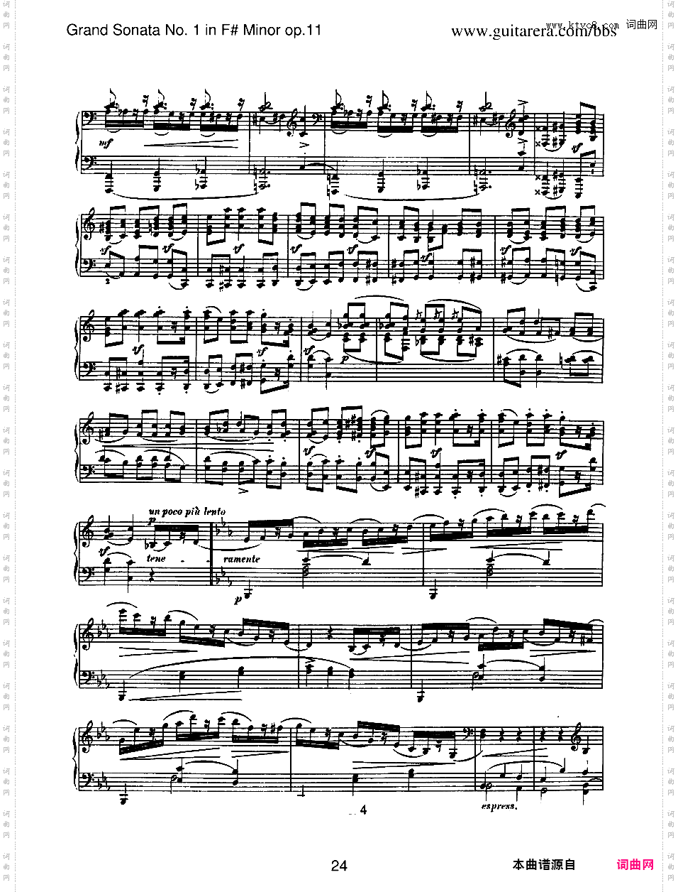 升f小调第一钢琴奏鸣曲 Piano Sonata No·1 In f-Sharp Minor Op·11