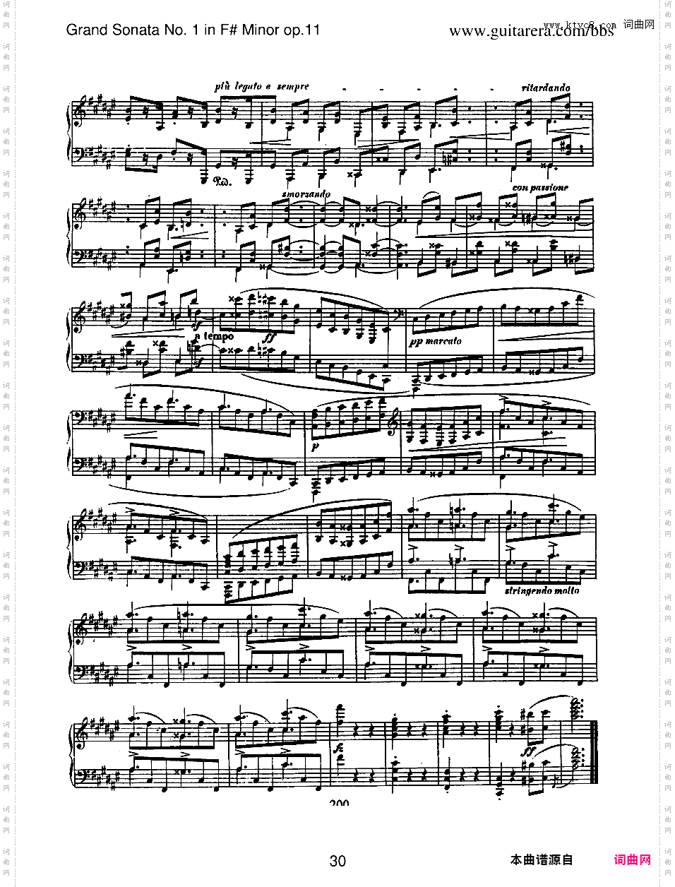 升f小调第一钢琴奏鸣曲 Piano Sonata No·1 In f-Sharp Minor Op·11