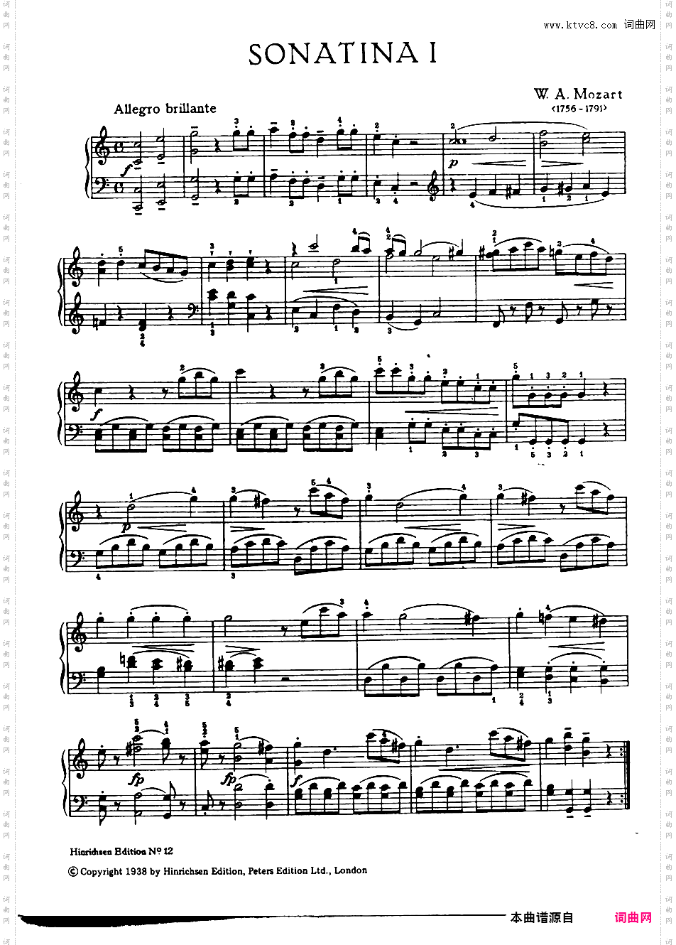 6首维也纳小奏鸣曲 6 Viennese Sonatinas K·439b