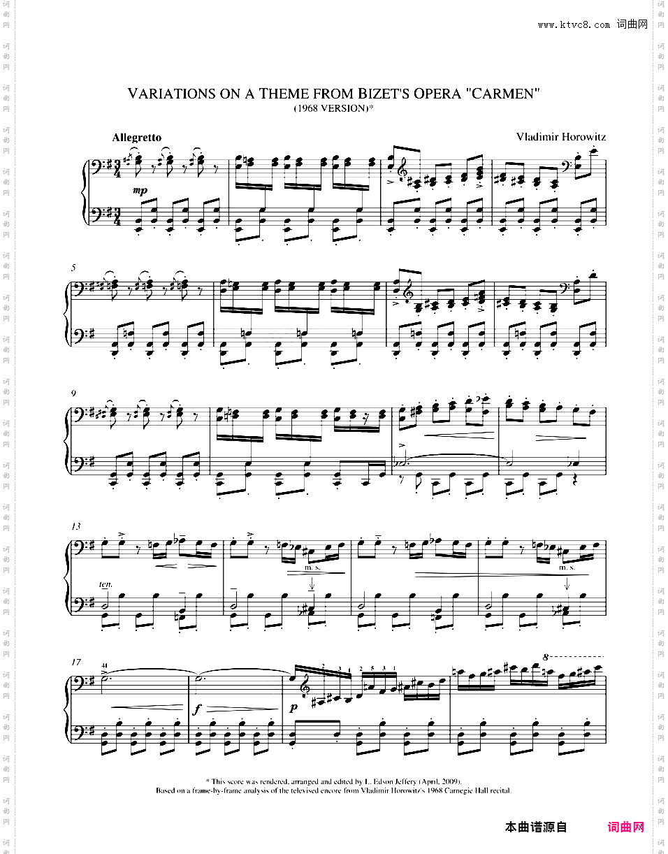 卡门主题变奏曲 Carmen Variations - 根据比才歌剧《卡门》主题改编Carmen Variations ejeffery_1968