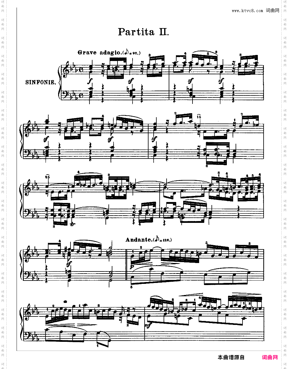 6首帕蒂塔德国组曲 Six Partitas BWV 825-830Partita No 2