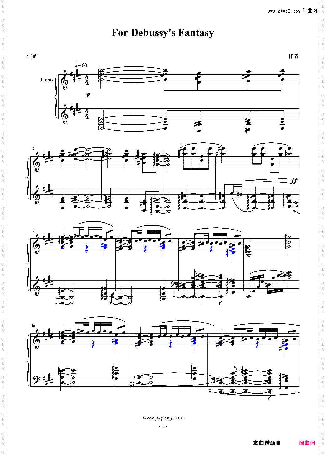 For Debussy's Fantasy