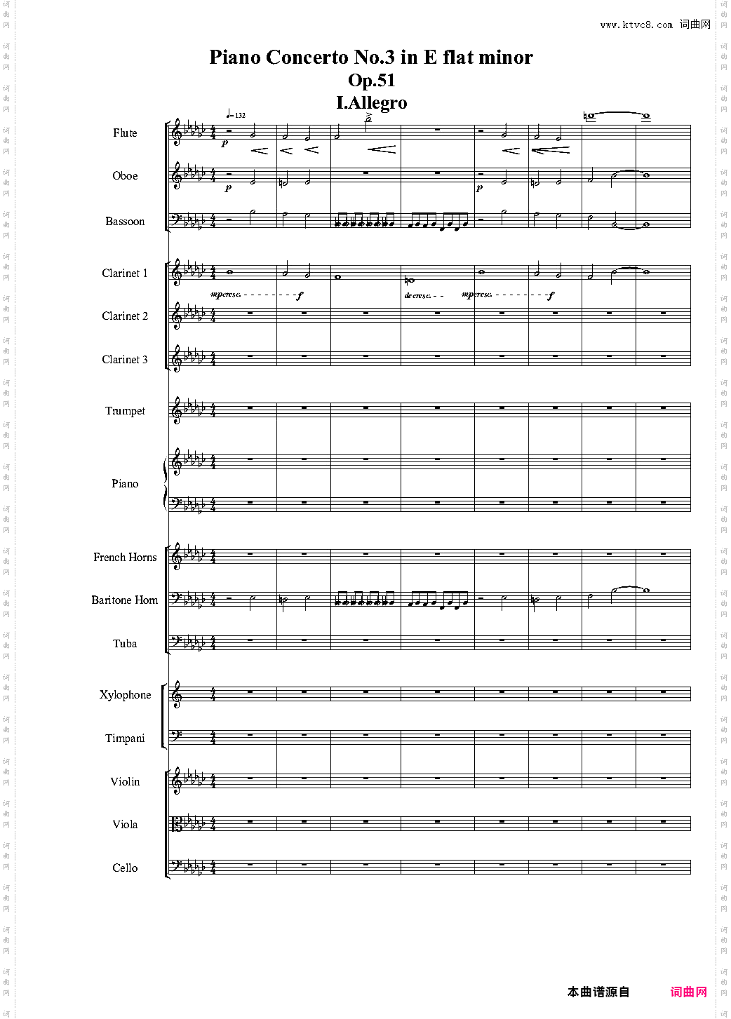 Piano Concerto No·3 in E Flat minor,I·Moderto