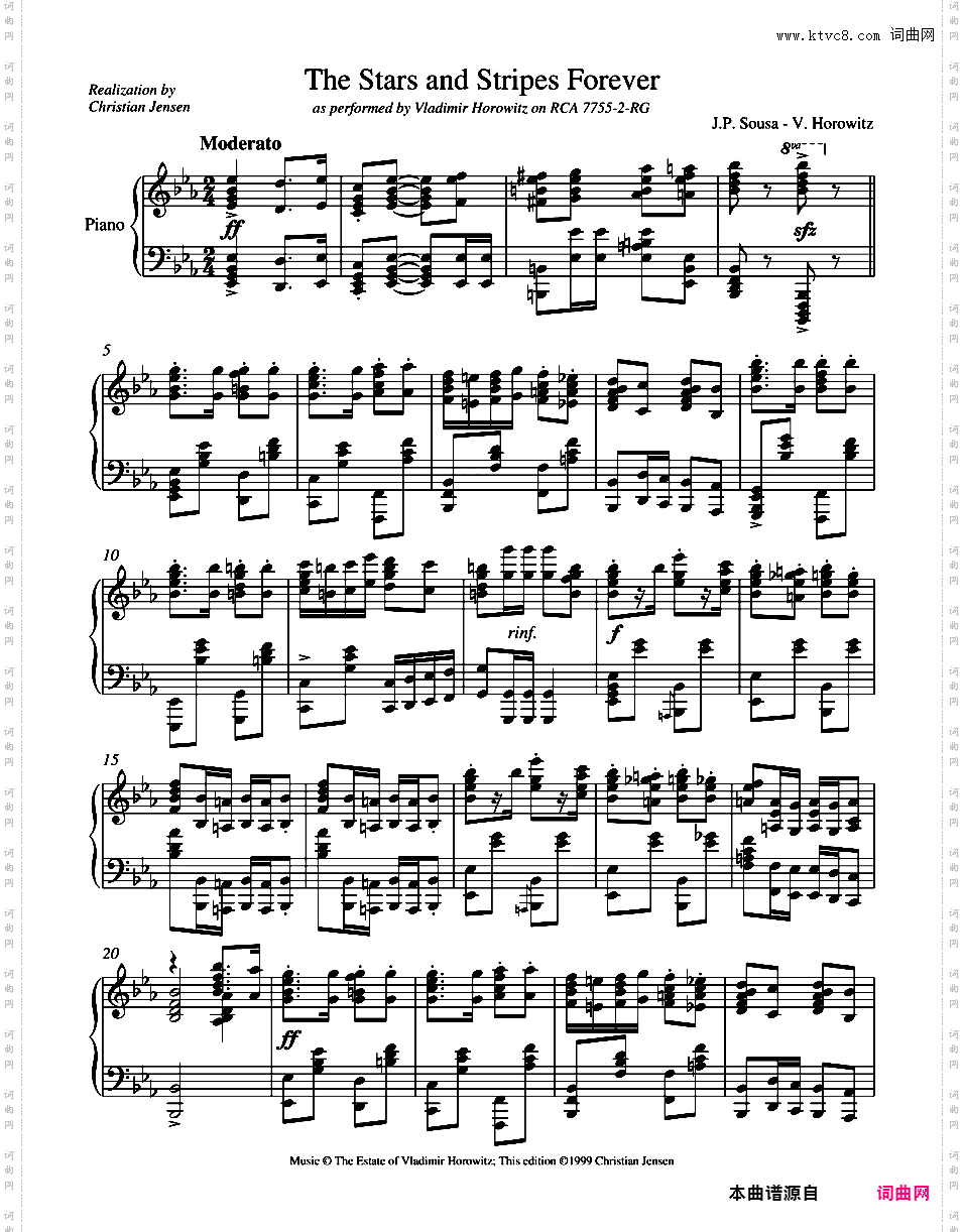 星条旗永不落 - 根据苏萨同名管乐进行曲改编Sousa-Horowitz The Stars and Stripes Forever Jensen