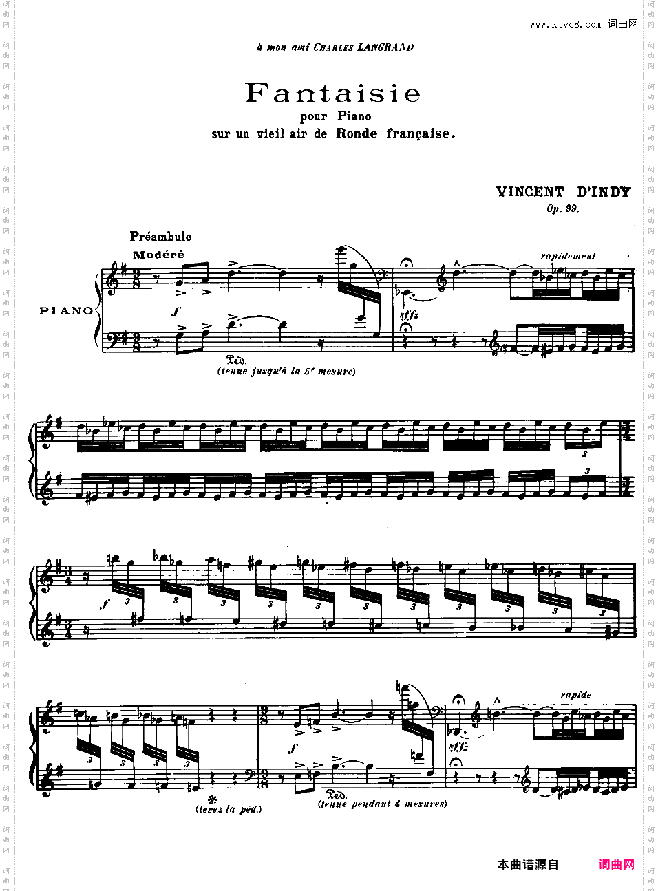 古老的法国童谣幻想曲 Fantaisie sur un Vieil Air de Ronde Francaise Op·99