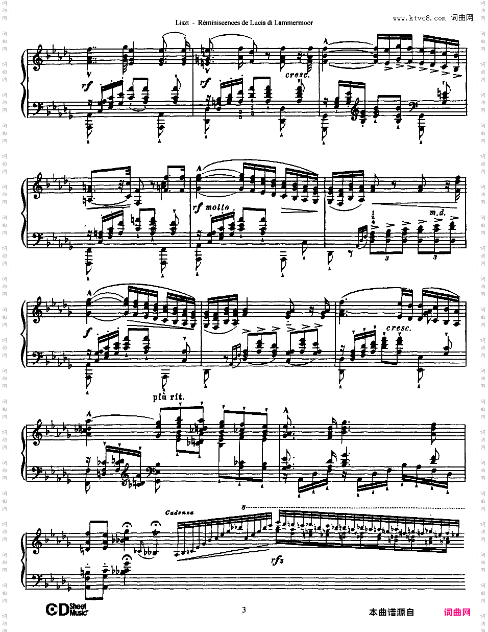 回忆 Reminiscences - 李斯特改编自歌剧《拉美莫尔的露契亚》