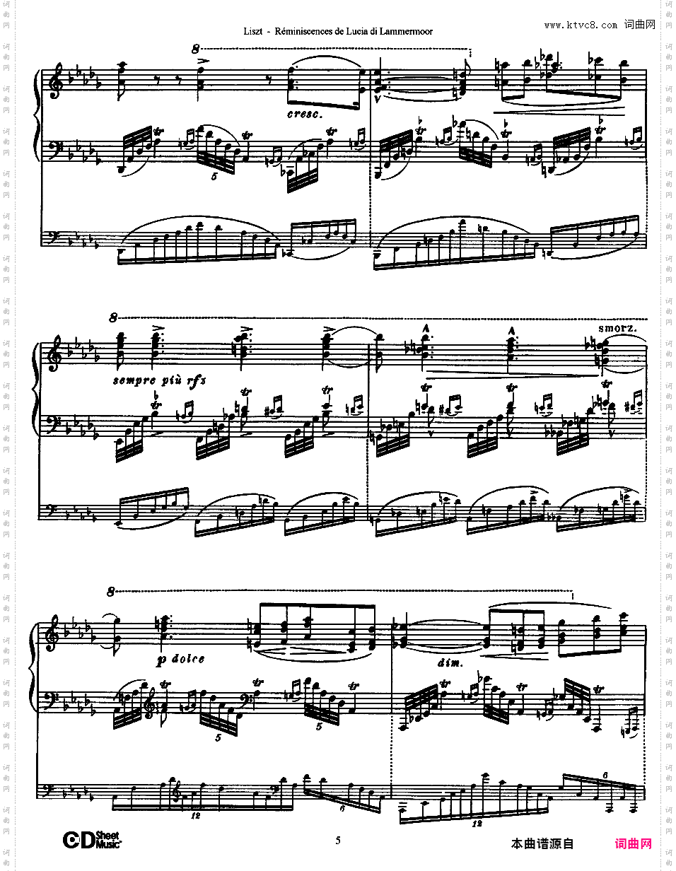 回忆 Reminiscences - 李斯特改编自歌剧《拉美莫尔的露契亚》