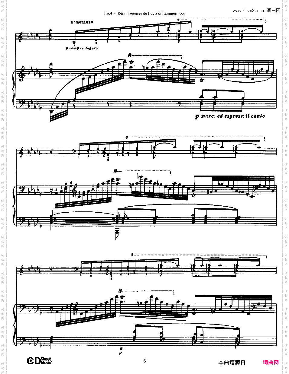 回忆 Reminiscences - 李斯特改编自歌剧《拉美莫尔的露契亚》