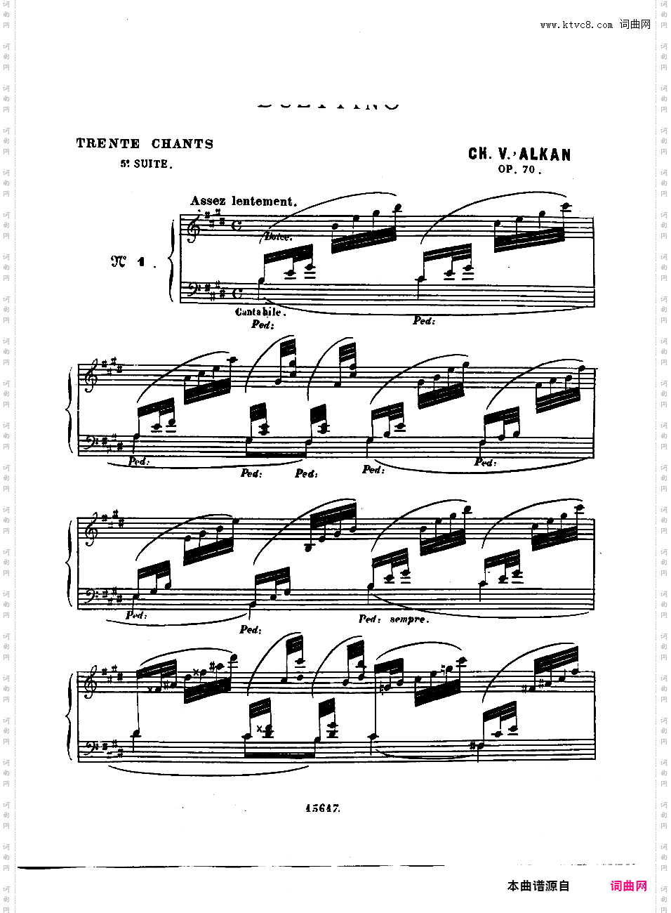 第五号迷人的歌 Cinquième Recueil de Chants Op·70