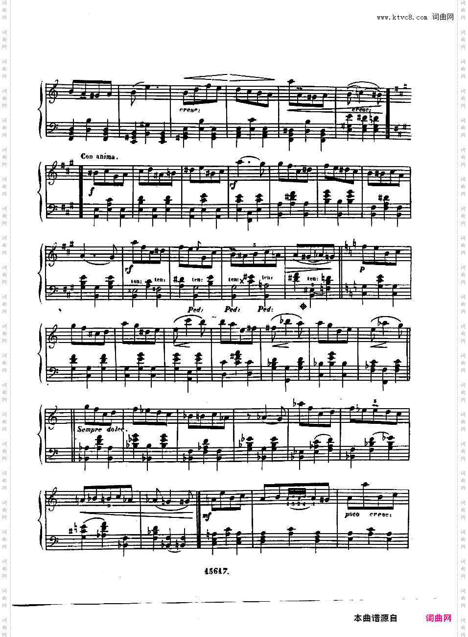 第五号迷人的歌 Cinquième Recueil de Chants Op·70