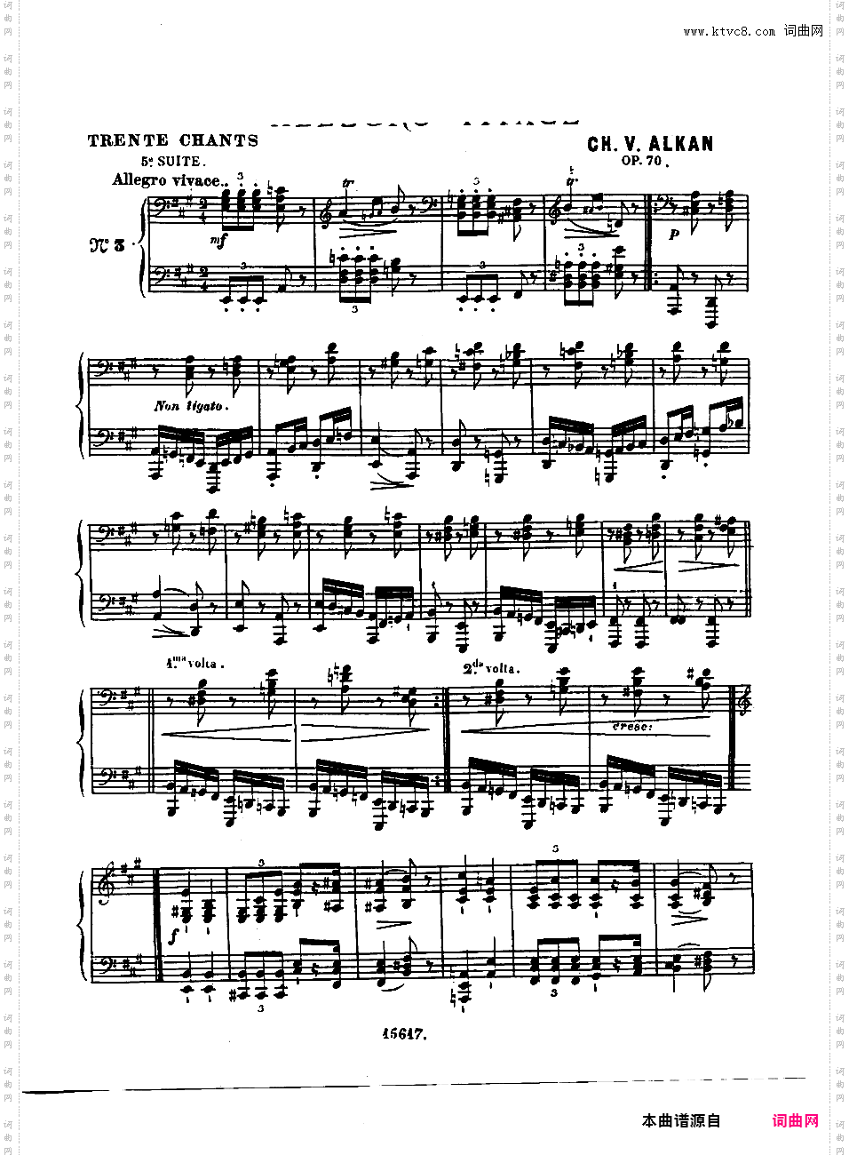 第五号迷人的歌 Cinquième Recueil de Chants Op·70