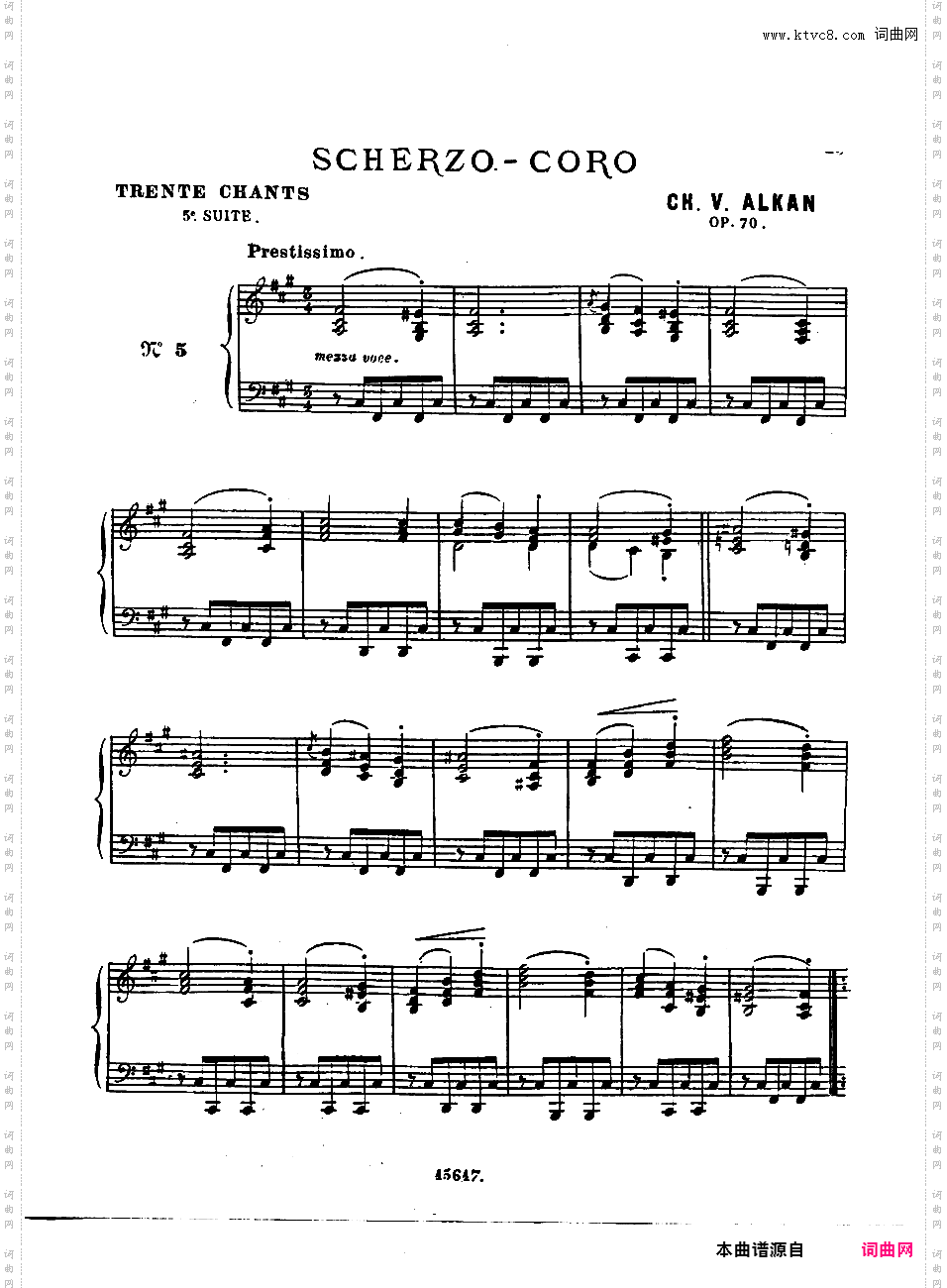 第五号迷人的歌 Cinquième Recueil de Chants Op·70