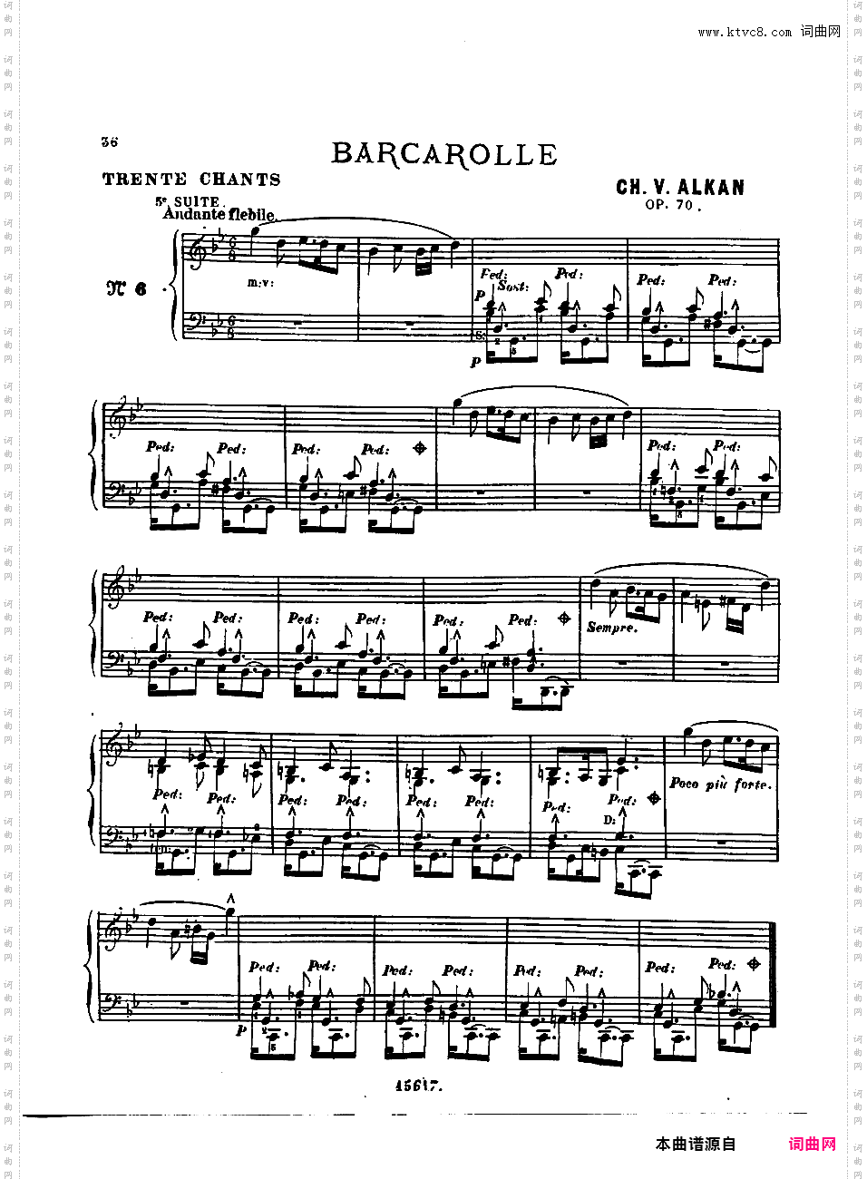 第五号迷人的歌 Cinquième Recueil de Chants Op·70