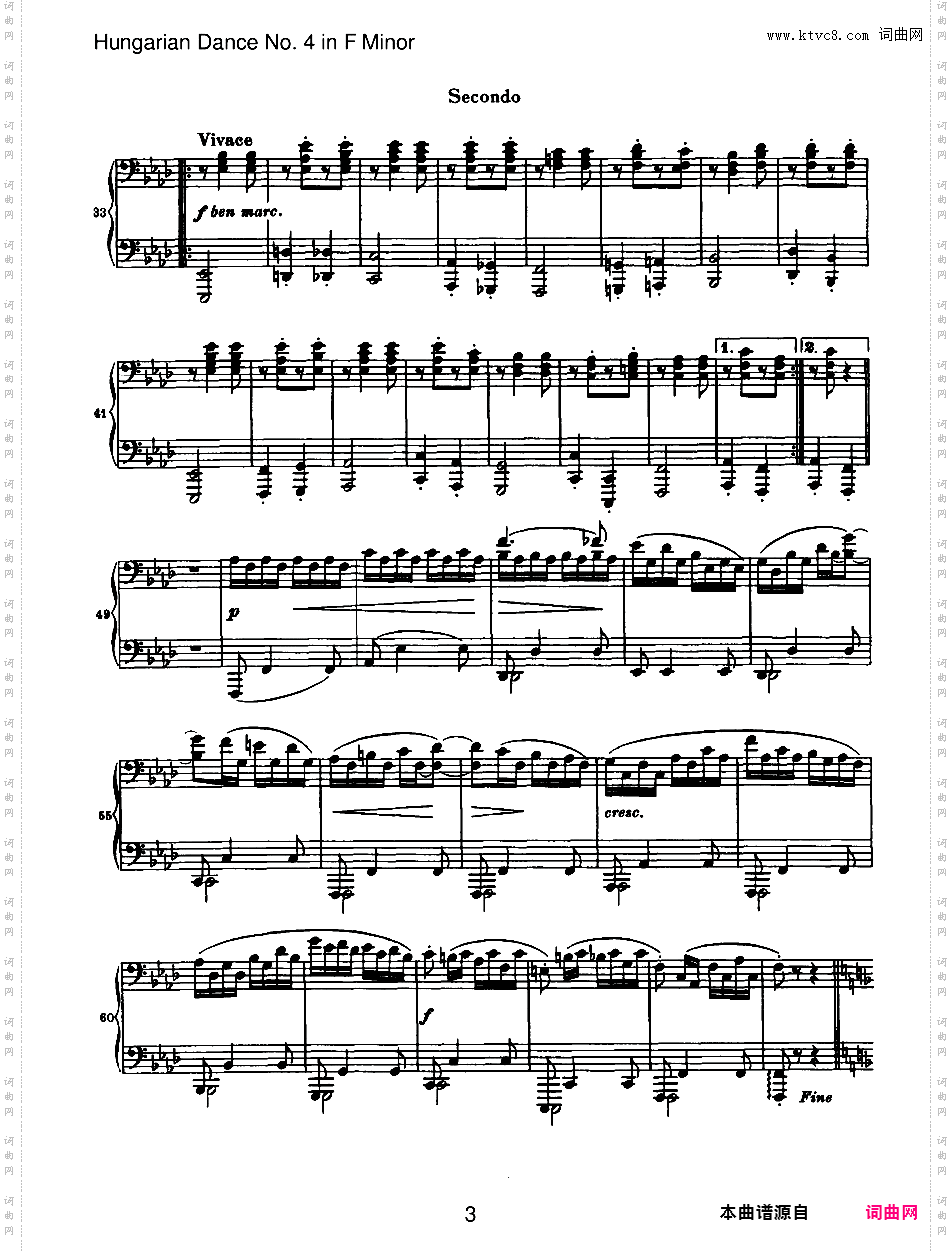 21首匈牙利舞曲 21 Hungarian Dances四手联弹Brahms Hungarian Dance 04 in f duet