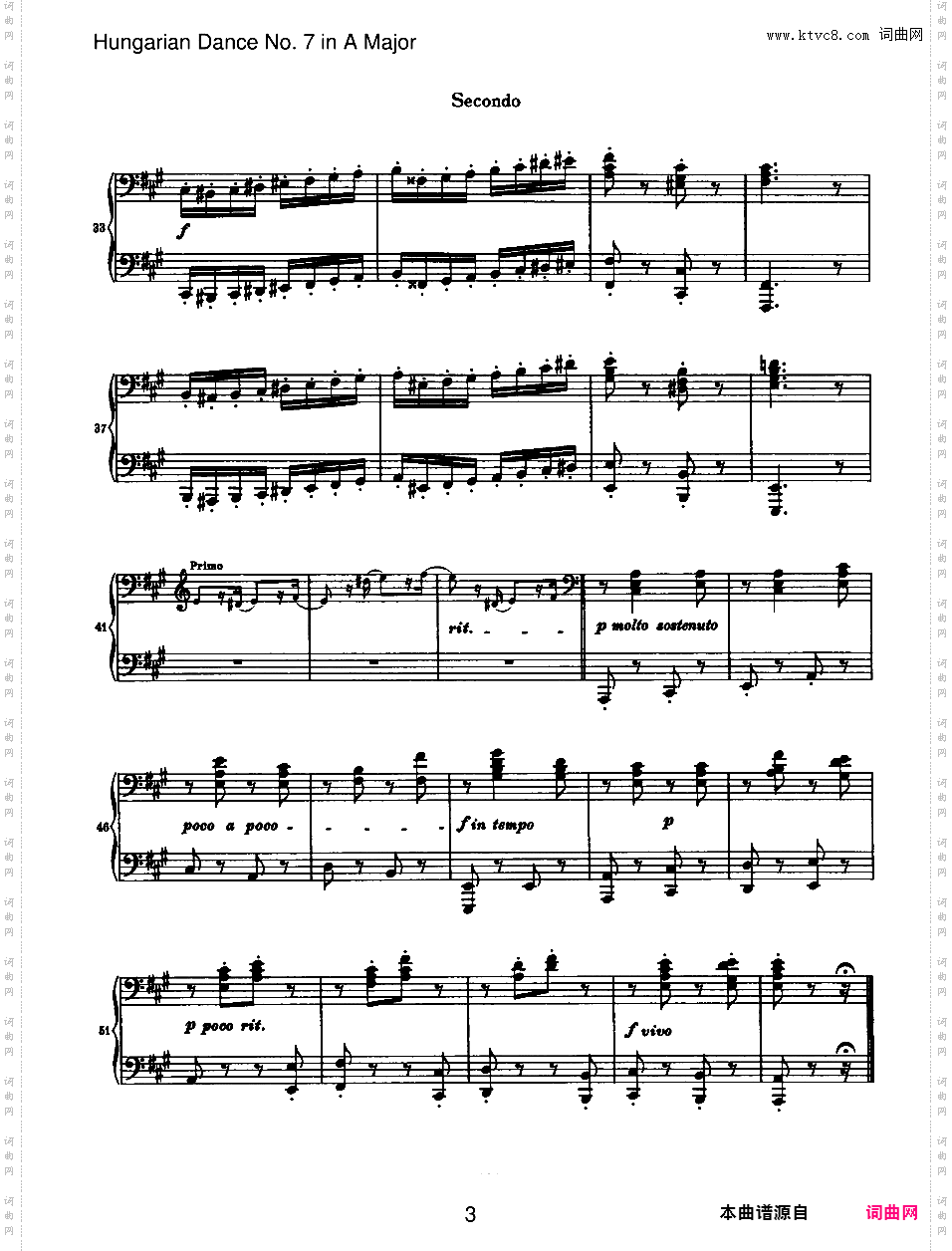 21首匈牙利舞曲 21 Hungarian Dances四手联弹Brahms Hungarian Dance 07 in A duet