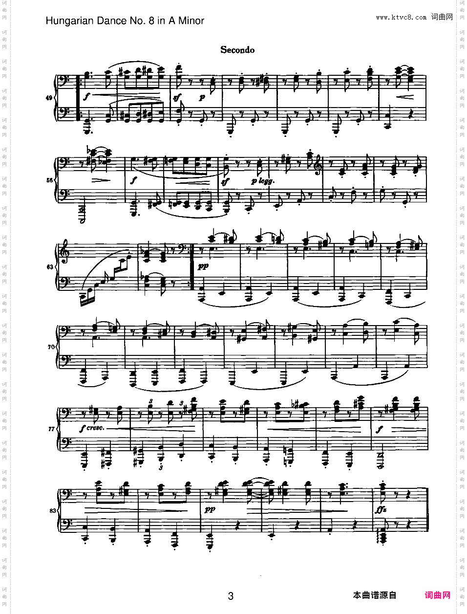 21首匈牙利舞曲 21 Hungarian Dances四手联弹Brahms Hungarian Dance 08 in a duet
