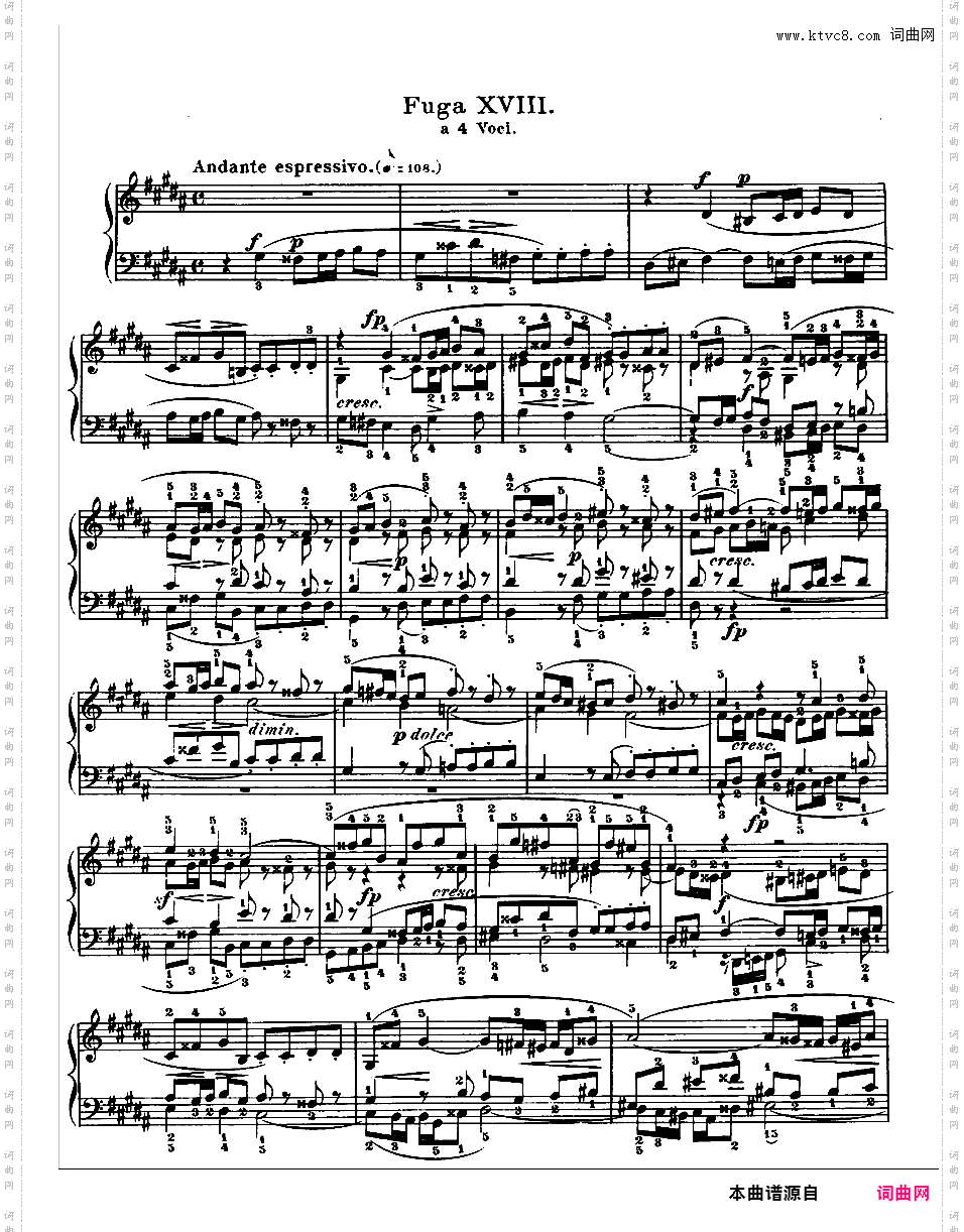 《平均律钢琴曲集第一卷》The Well Tempered ClavierPrelude & Fugue 18