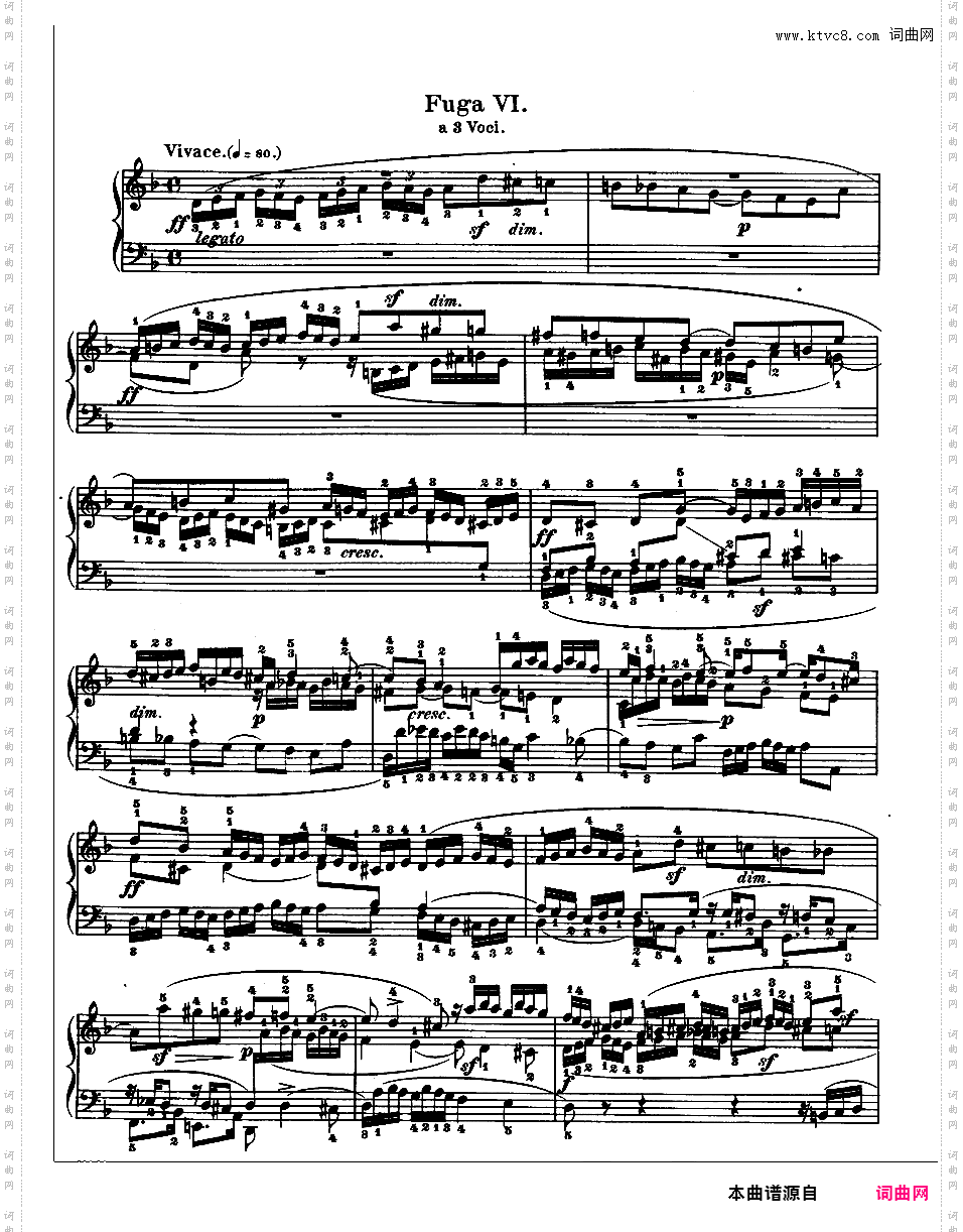 《平均律钢琴曲集第二卷》The Well Tempered ClavierPrelude & Fugue 06