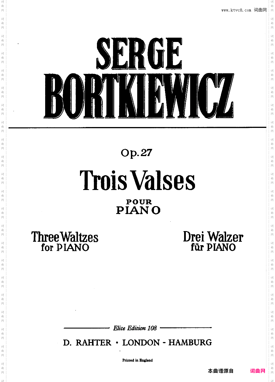 3首圆舞曲 Trois Valses Op·27