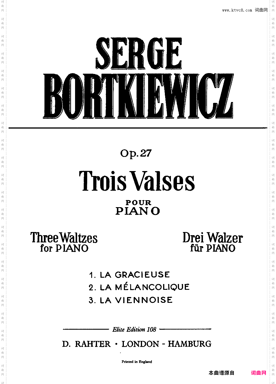 3首圆舞曲 Trois Valses Op·27