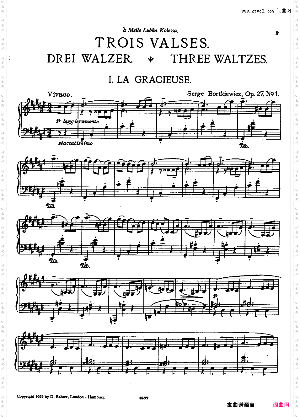 3首圆舞曲 Trois Valses Op·27