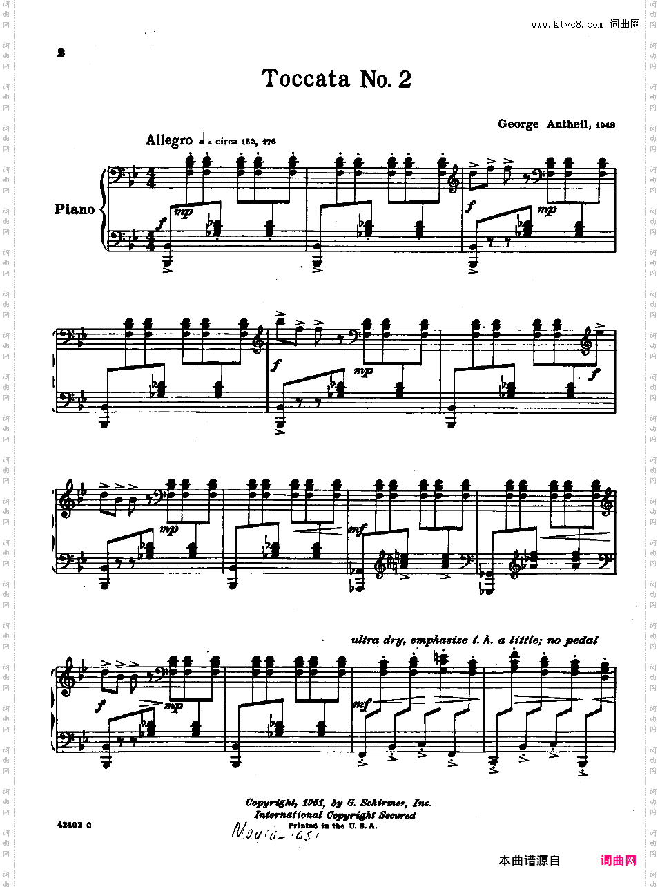 2首托卡塔 Two Toccatas