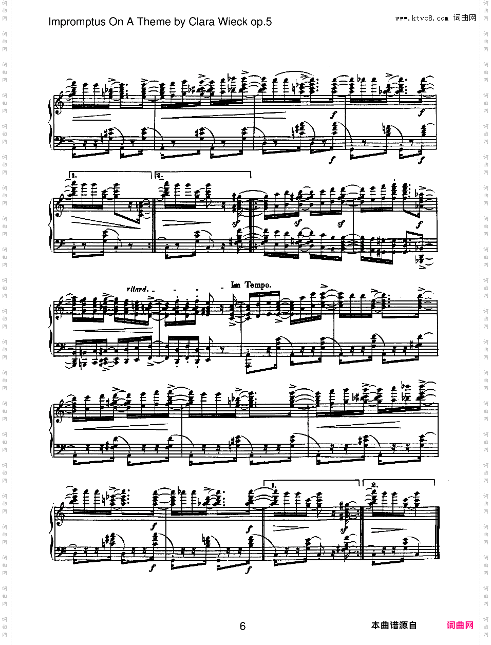 克拉拉·维克主题即兴曲 Impromtus on a Theme by Clara Wieck Op·5