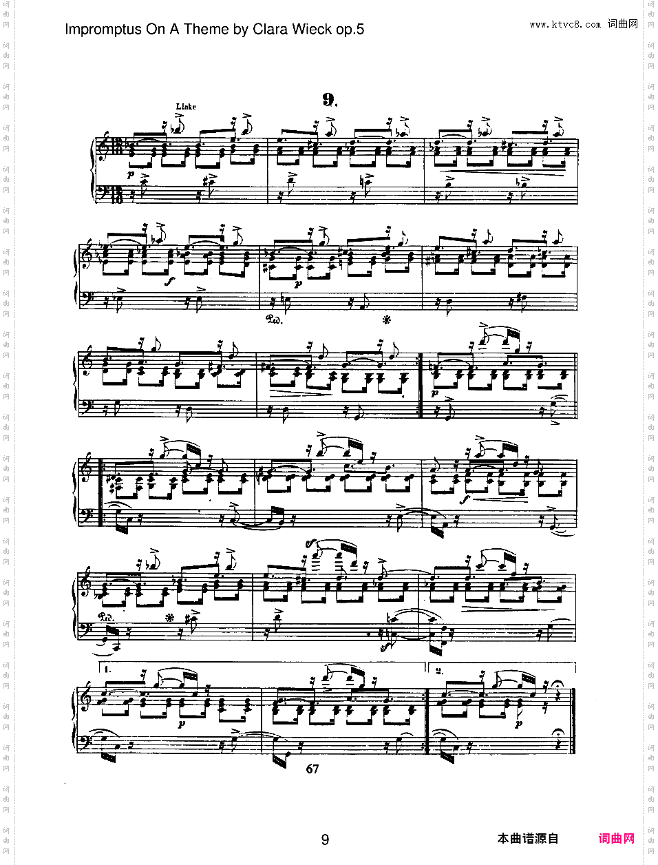 克拉拉·维克主题即兴曲 Impromtus on a Theme by Clara Wieck Op·5