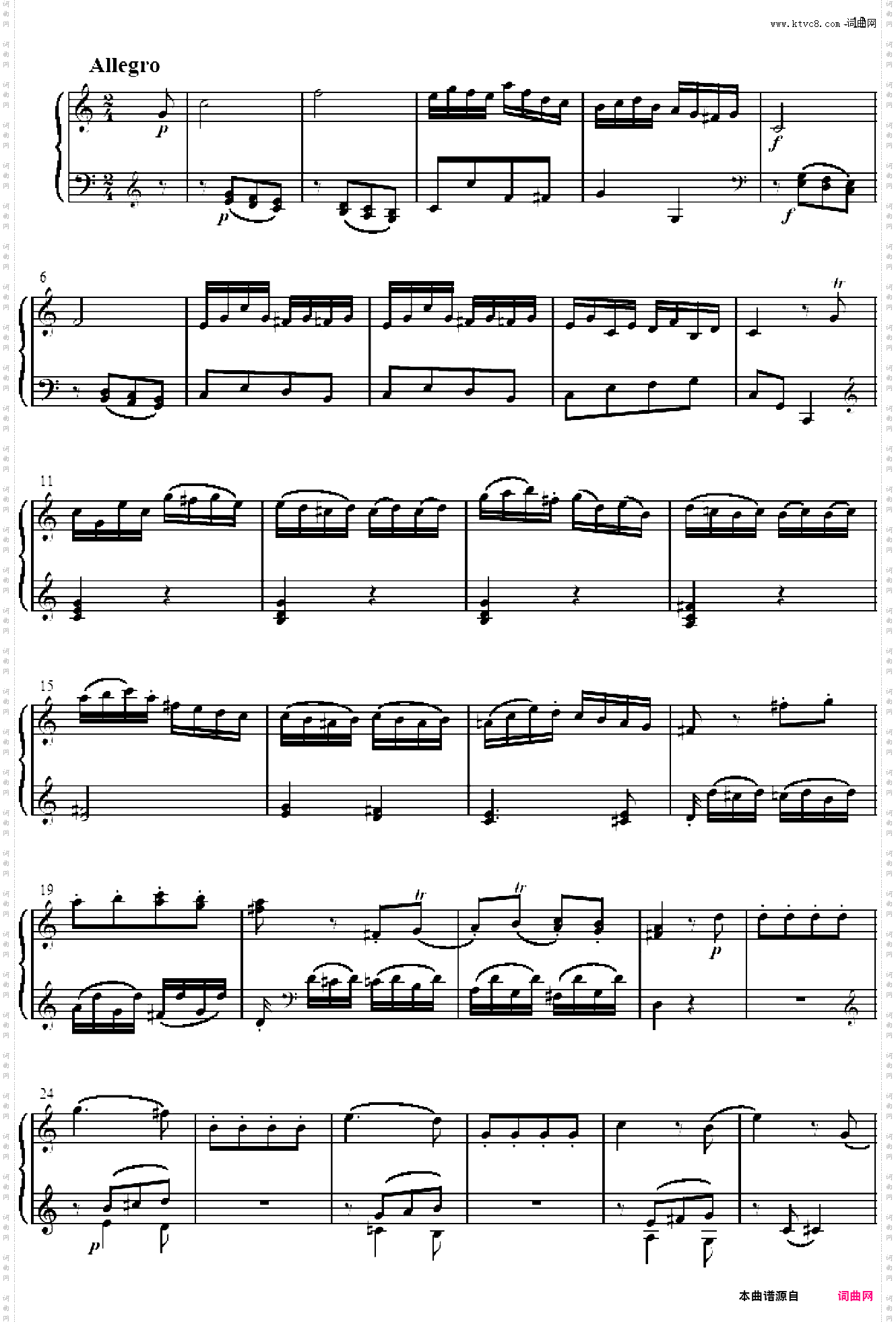 奏鸣曲 Sonatas K279 Mvt·3