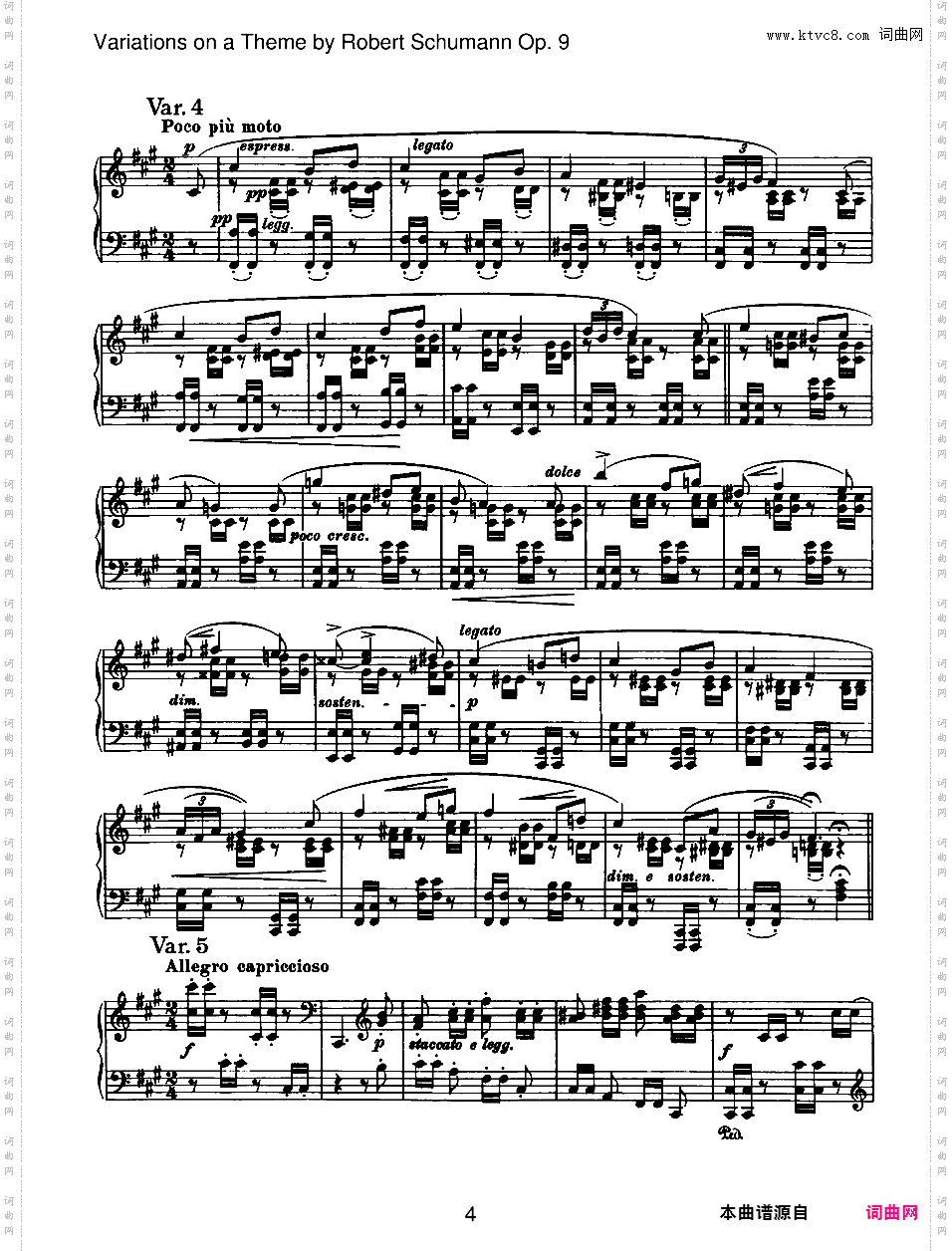 舒曼主题变奏曲 Variations on a Theme by Robert Schumann Op·9