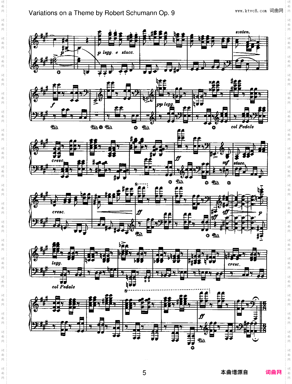 舒曼主题变奏曲 Variations on a Theme by Robert Schumann Op·9