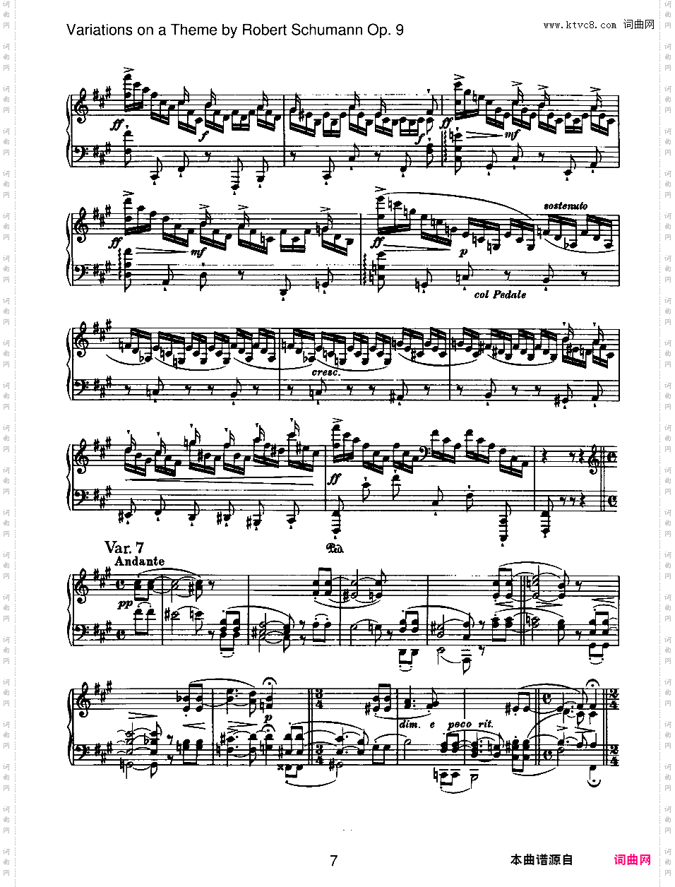舒曼主题变奏曲 Variations on a Theme by Robert Schumann Op·9