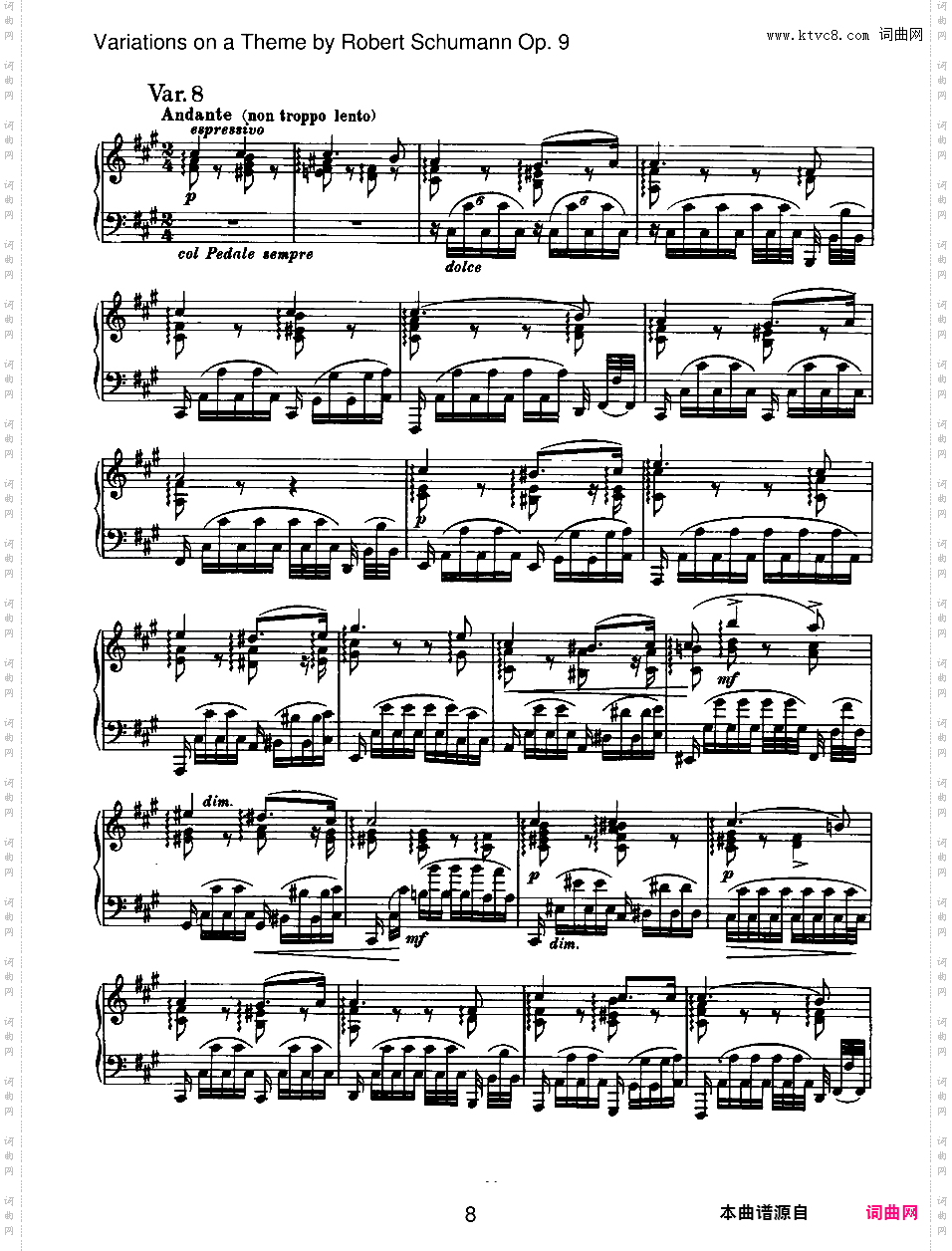 舒曼主题变奏曲 Variations on a Theme by Robert Schumann Op·9
