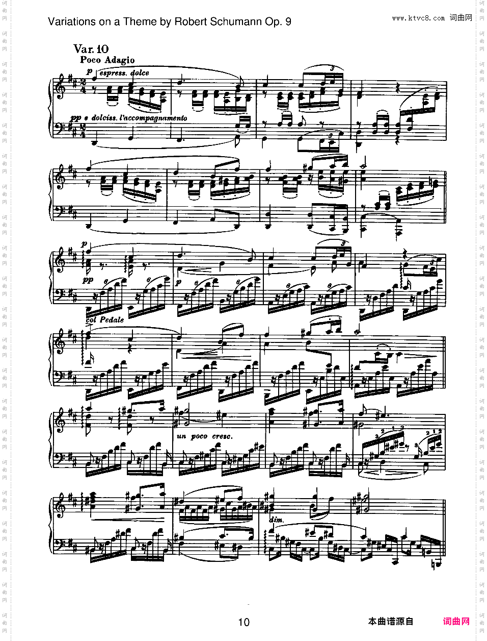 舒曼主题变奏曲 Variations on a Theme by Robert Schumann Op·9