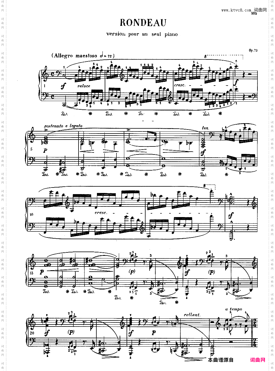 C大调双钢琴回旋曲 Op·73Chopin op73 Rondo in C solo Paderewski ed·独奏版